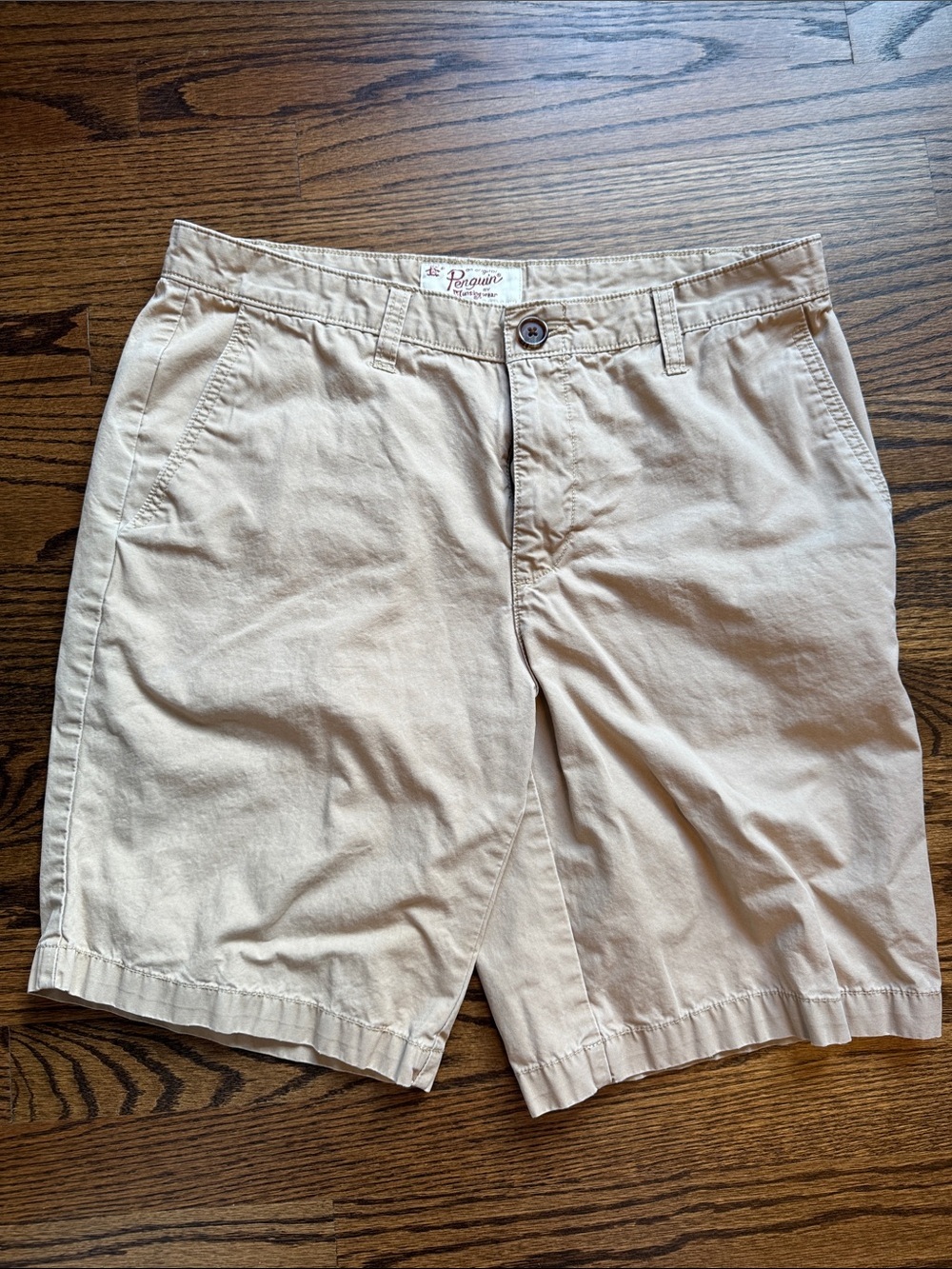 Original Penguin Tan Flat-Front Cotton Shorts
